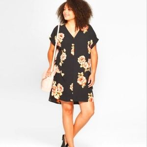 a new day Rose Shift Black Short Sleeve Dress S